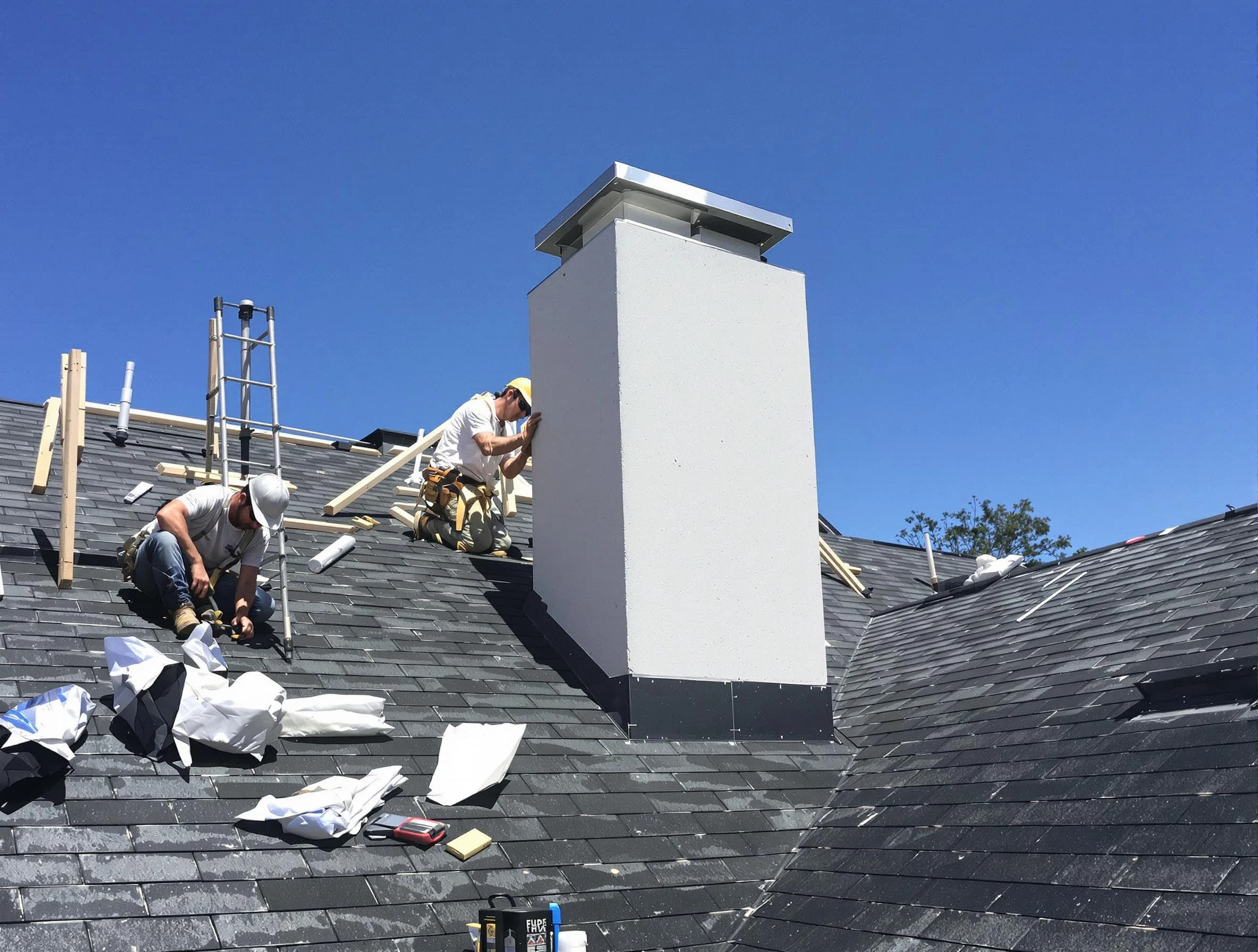 Arvada Chimney Sweep crew installing a new chimney in Arvada, CO