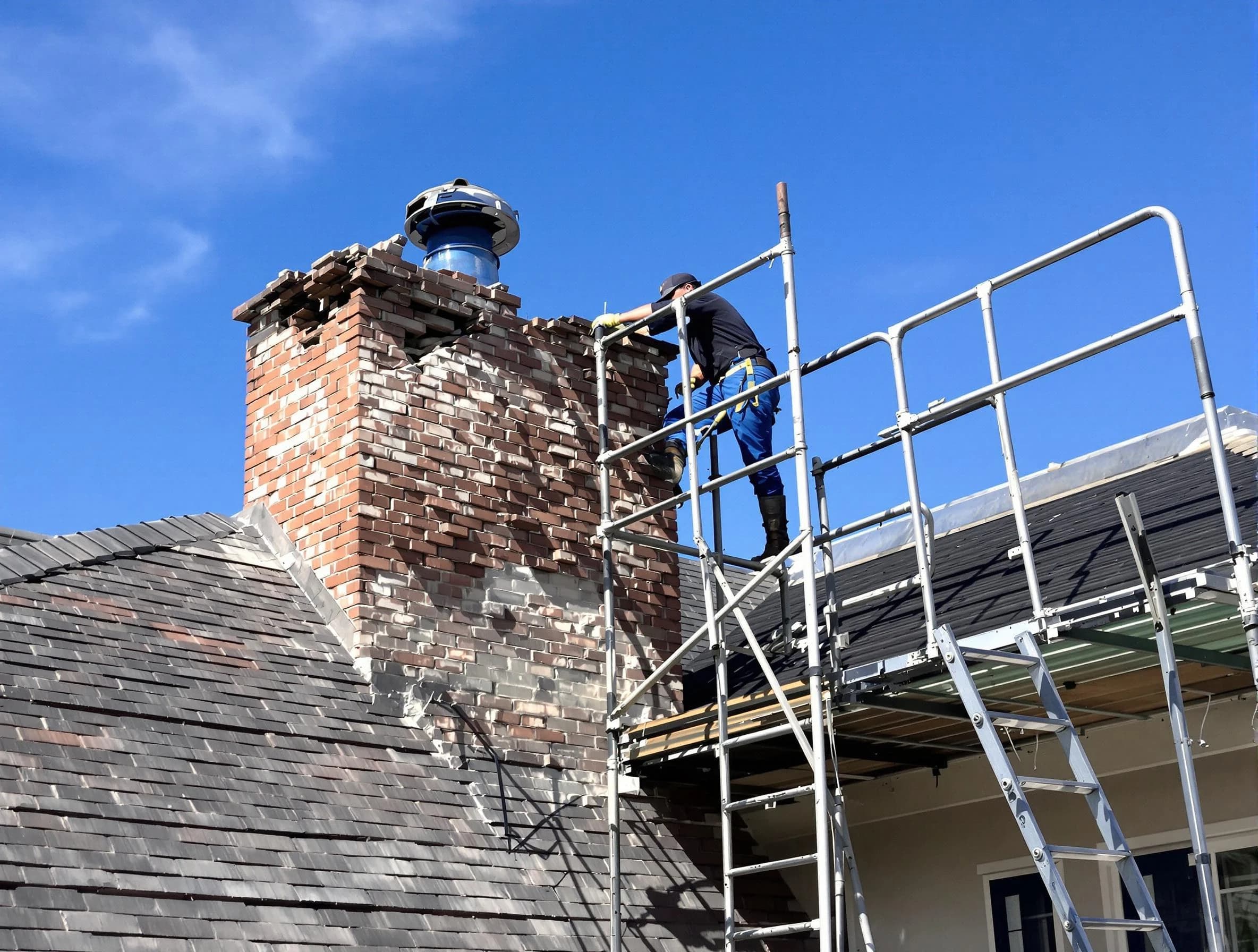 Rebuilding a chimney structure by Arvada Chimney Sweep in Arvada, CO