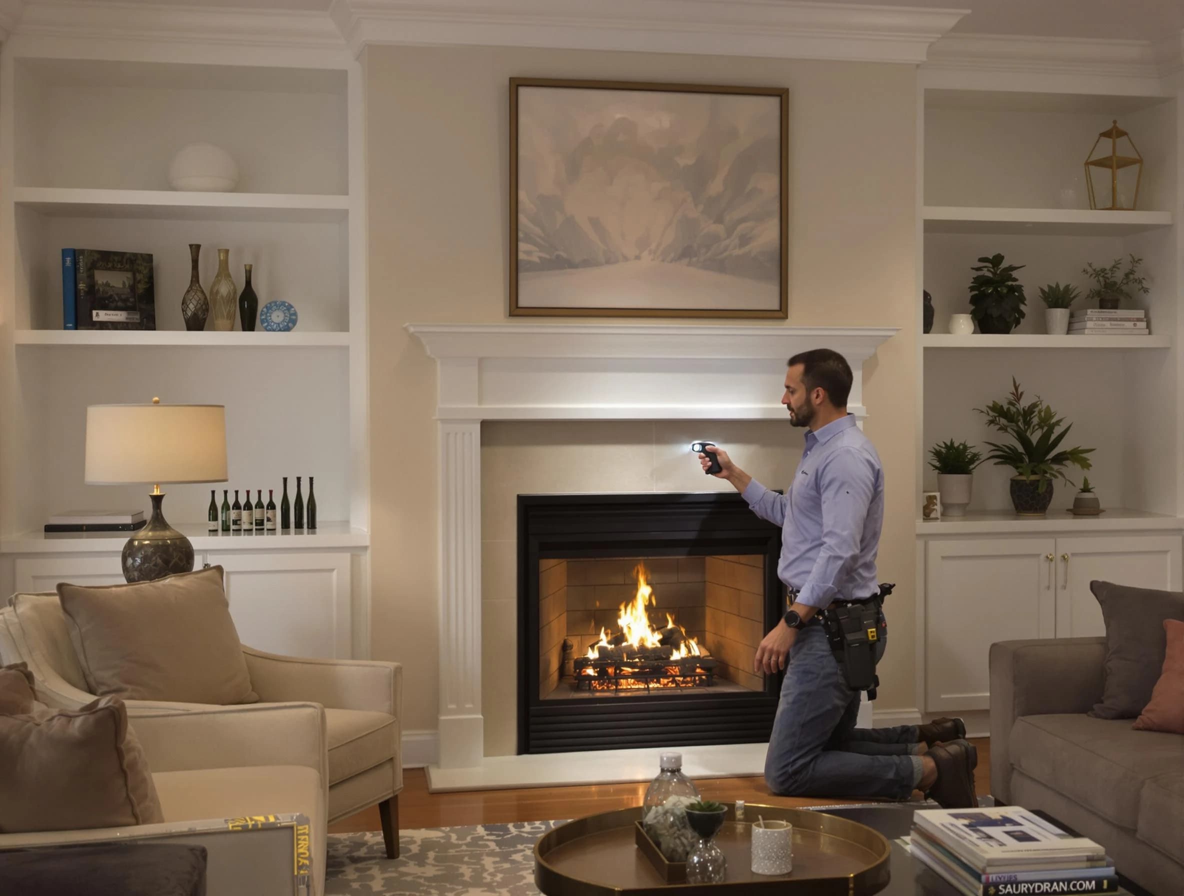 Arvada Chimney Sweep conducting a fireplace safety inspection in Arvada, CO