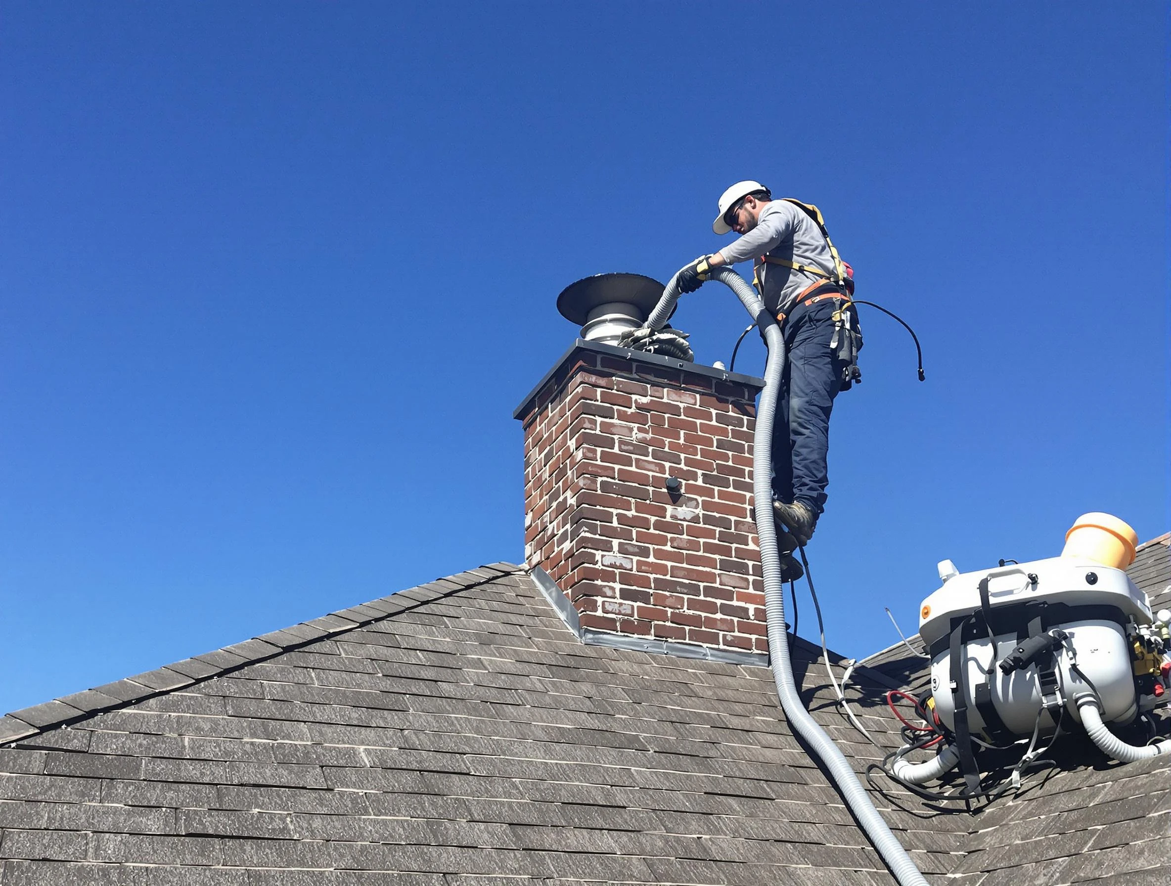 Dedicated Arvada Chimney Sweep team member cleaning a chimney in Arvada, CO