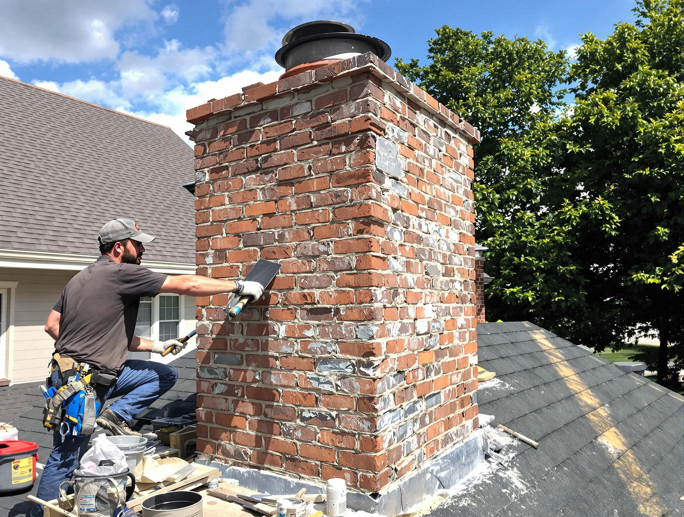 Completed chimney rebuild by Arvada Chimney Sweep in Arvada, CO