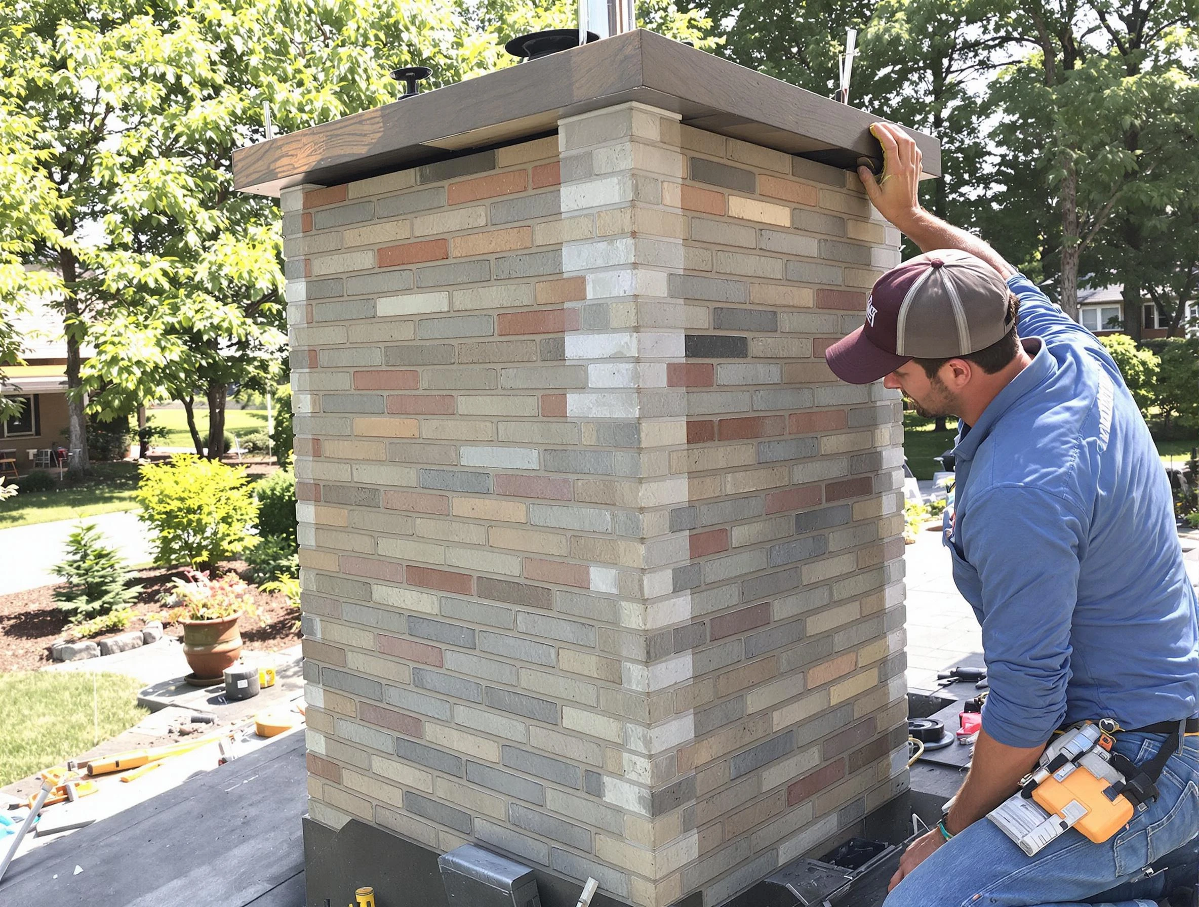 Arvada Chimney Sweep completing a modern chimney remodel in Arvada, CO